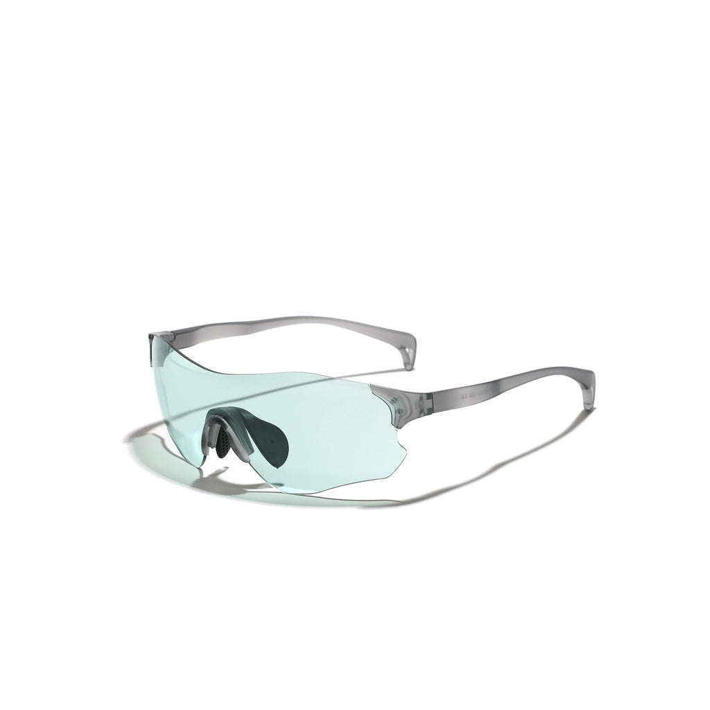 Rimless Green Shield Visor Sunglasses