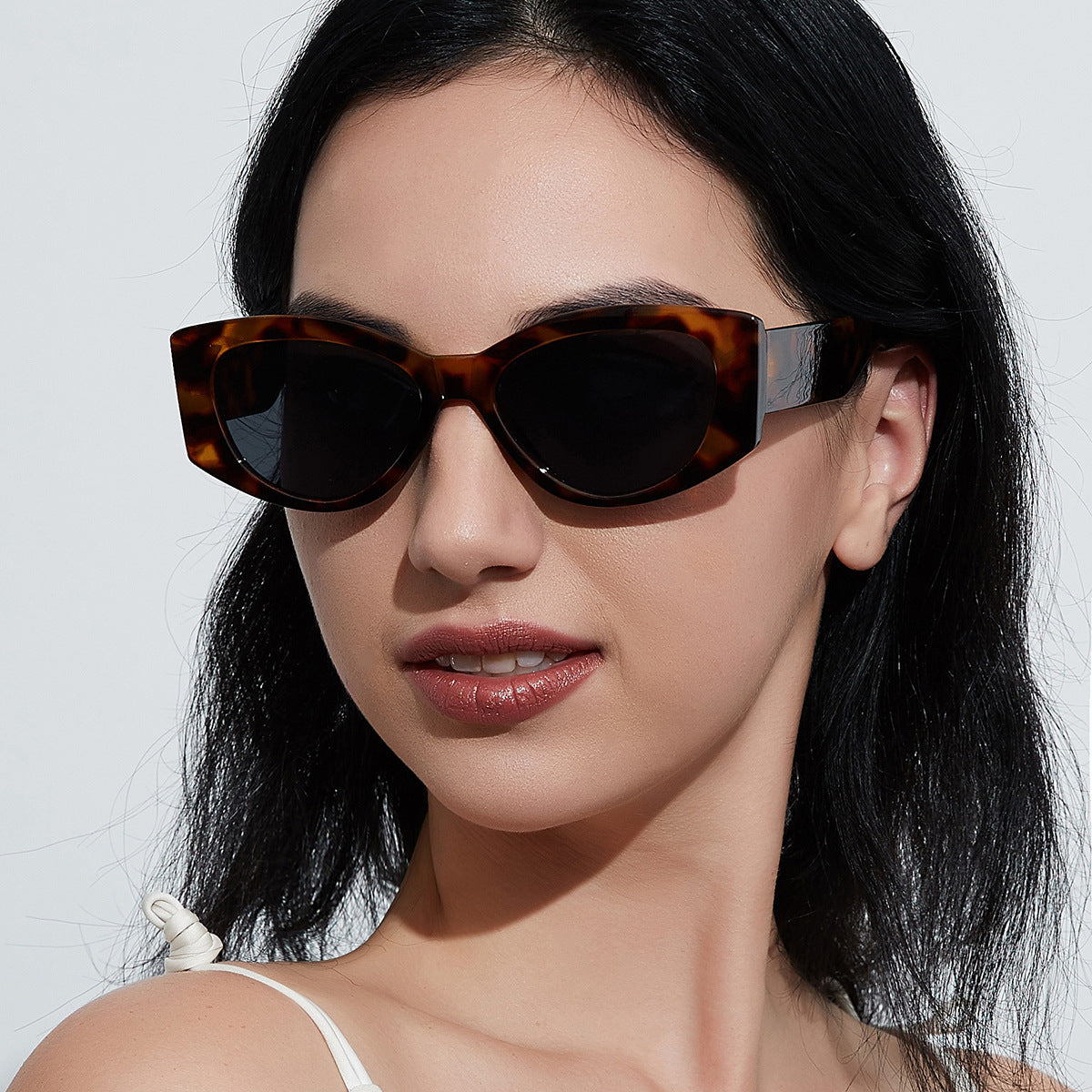 Amber Tortoise Rectangle Sunglasses for Women