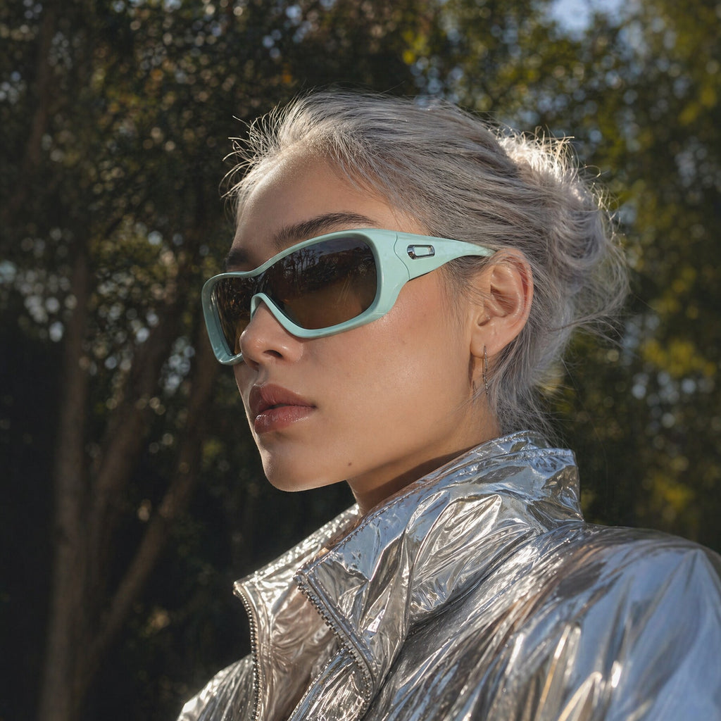 Mint Green Sport Wraparound Sunglasses