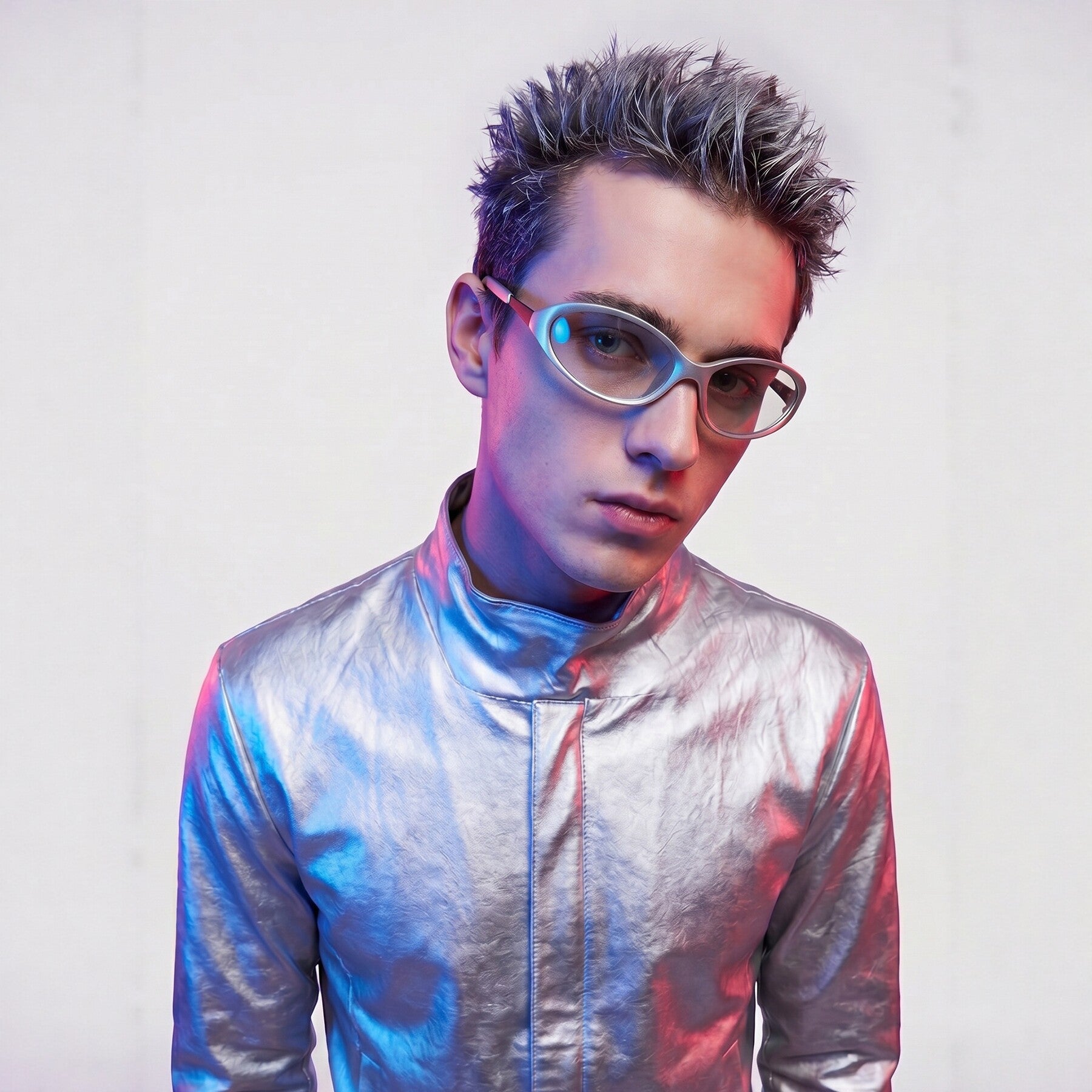 Silver Futuristic Oval Sunglasses for Men and Women