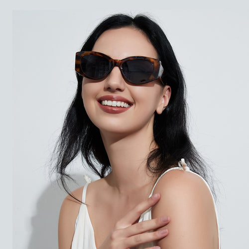 Amber Tortoise Rectangle Sunglasses for Women
