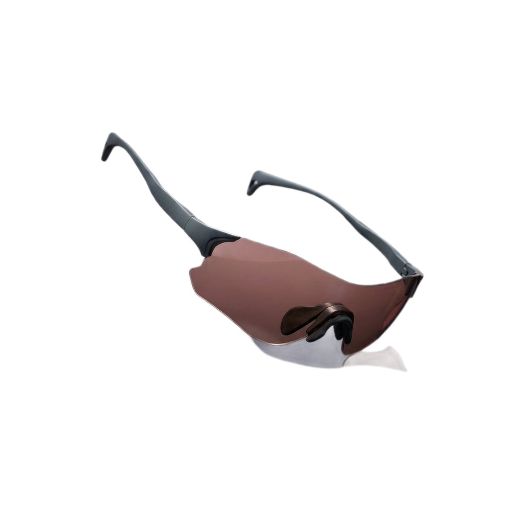 Amber Brown Rimless Shield Sunglasses