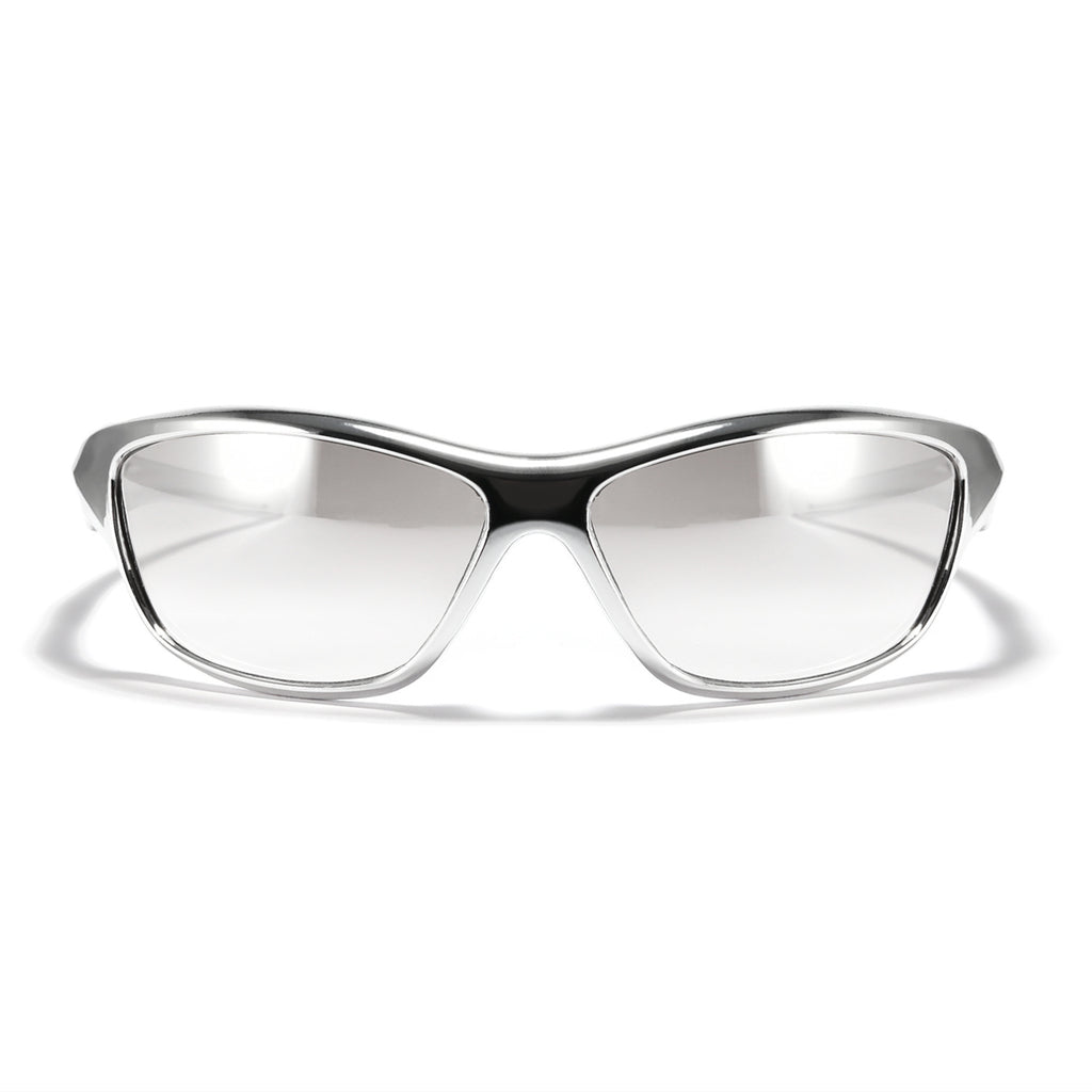 Silver Sport Wrap Sunglasses with Dark Lenses