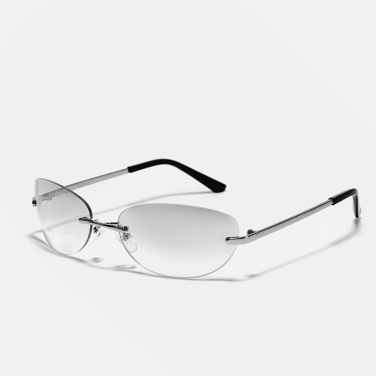 Rimless Oval Gradient Sunglasses for Women